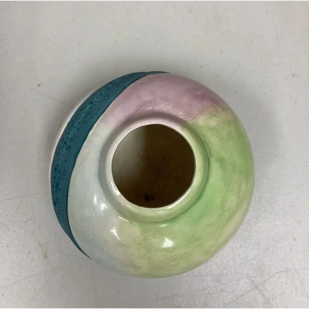 Vintage 1980’s Style Pottery 4” Vase Glossy & Matte Raku Look